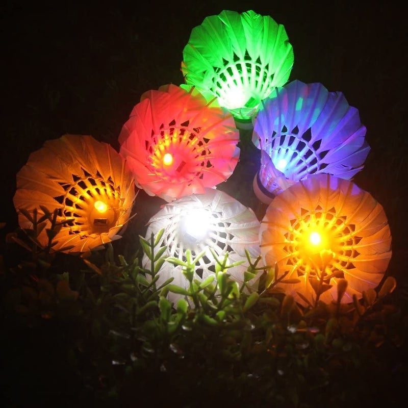 Inngree LED Shuttlecock Badminton, [6 Pack] 6 Color Shuttlecock Dark Night Goose Feather Glow Birdies Lighting for Outdoor Indoor Sport Activities - Image 1
